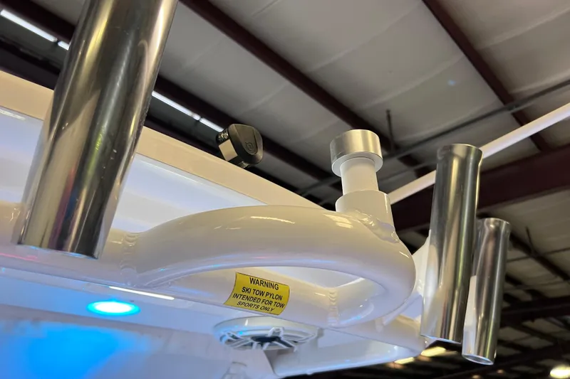 Slide: The Image of 2021 Everglades 253 Center Console ski tow pylon with stainless steel rod holders. - 74