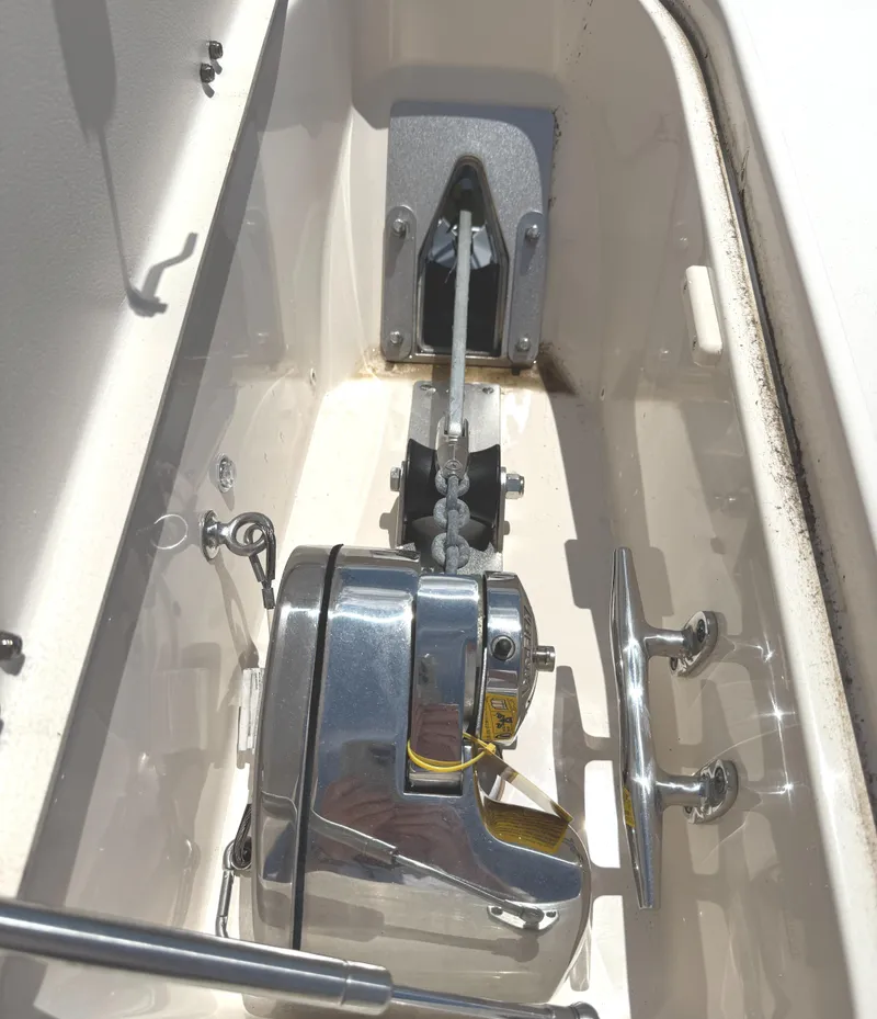 Slide: The Image of Anchor winch system on 2018 Grady-White Freedom 307 boat. - 43