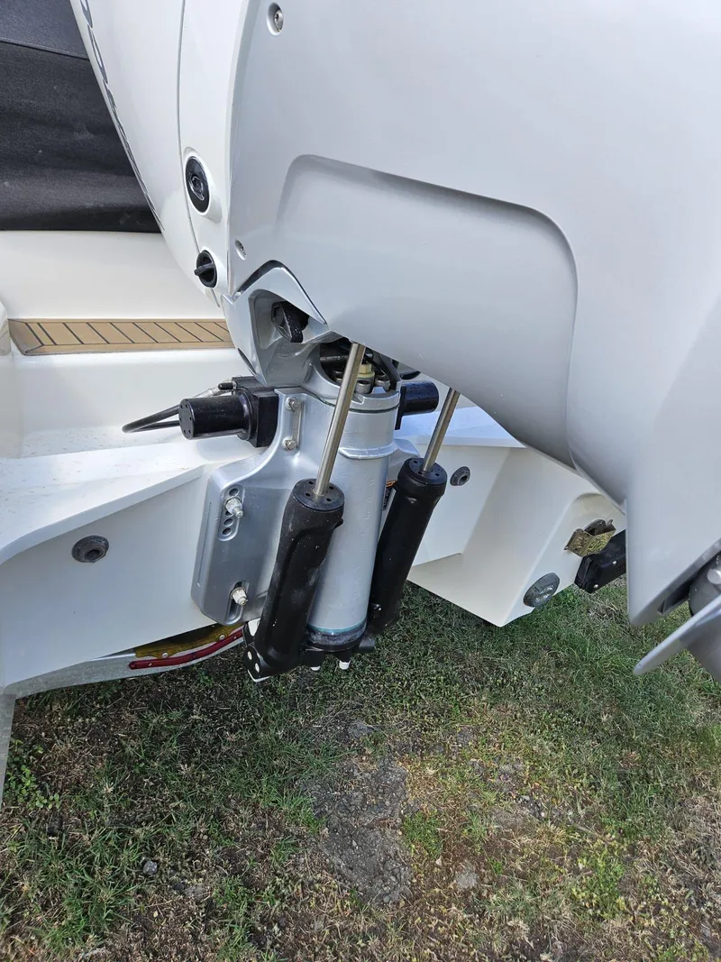 Slide: The Image of Close-up of 2023 Nimbus Tender 8 boat engine and hydraulic system. - 22