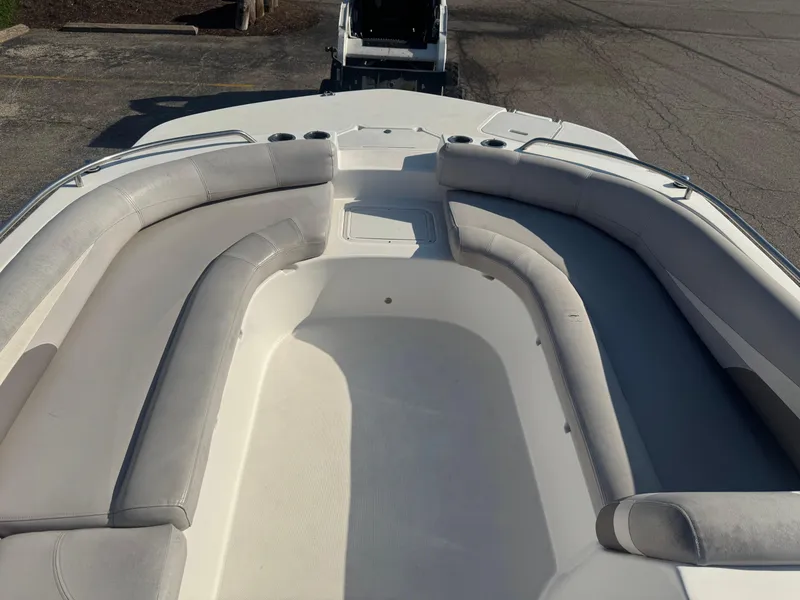 Slide: The Image of 2017 Hurricane SunDeck Sport 201 OB boat with spacious seating area and cup holders. - 3