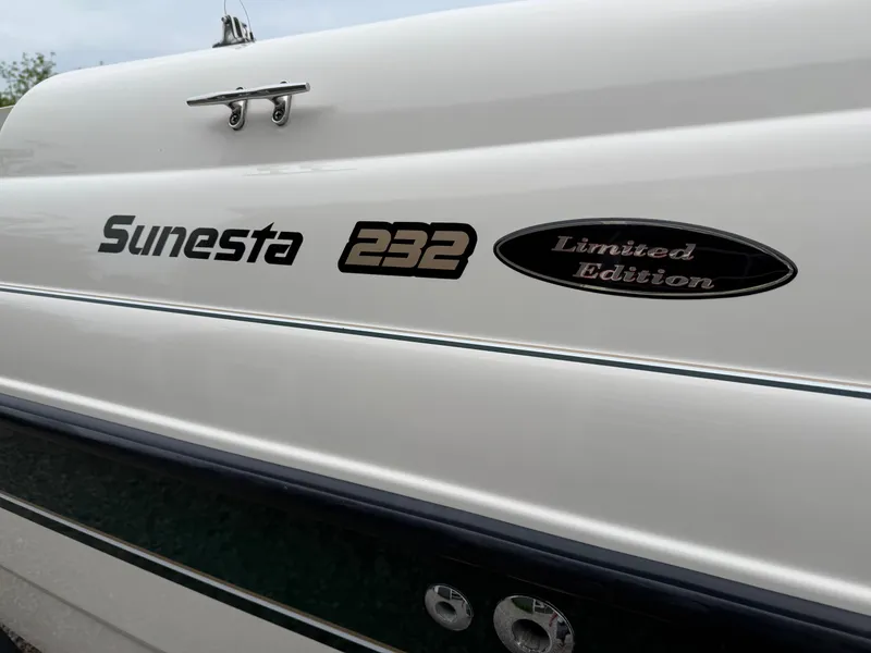 Slide: The Image of 1999 Chaparral Sunesta 232 Limited Edition boat side view with model branding. - 18