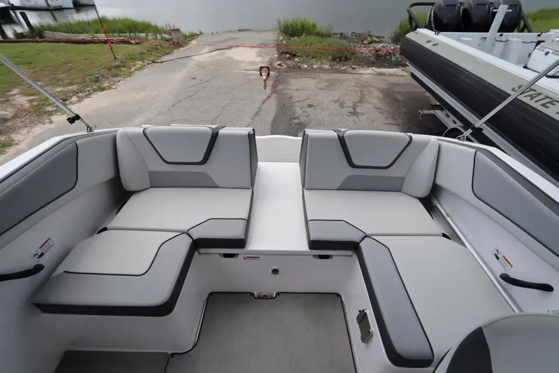 Slide: The Image of 2024 Yamaha Boats SX220 interior seating with modern design and comfortable upholstery. - 7