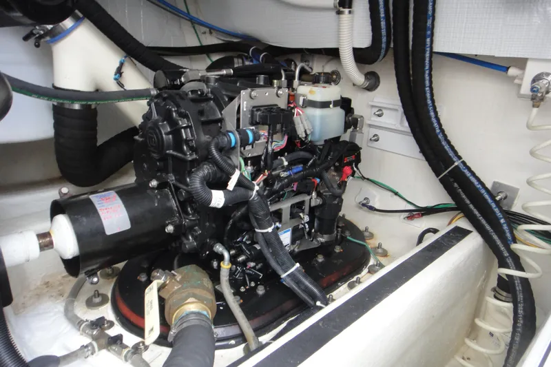 Slide: The Image of Electrical control panel on 2018 Sabre 48 Salon Express yacht, featuring switches and displays. - 31