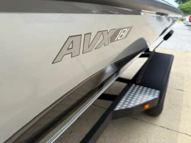 Slide: The Image of 2026 Vexus AVX181 boat side view with trailer detail. - 10