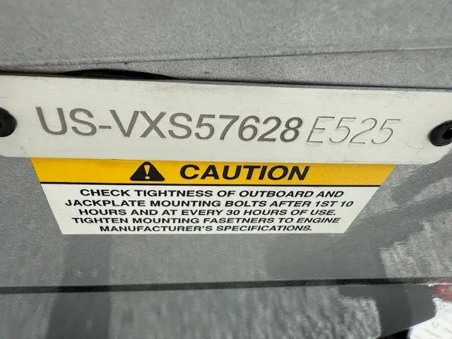 Slide: The Image of Caution label on 2026 Vexus AVX181 boat, emphasizing bolt tightness checks. - 4
