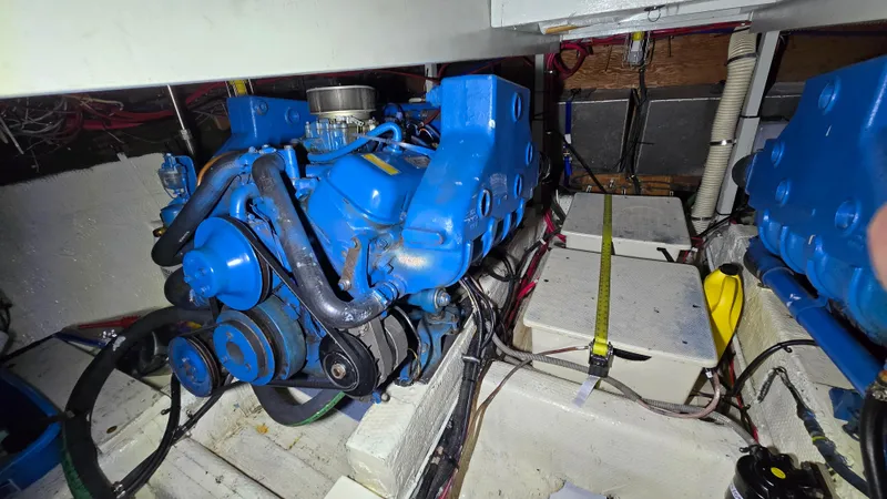 Slide: The Image of Engine room of a 1979 Chris-Craft 360 Commander boat. - 18