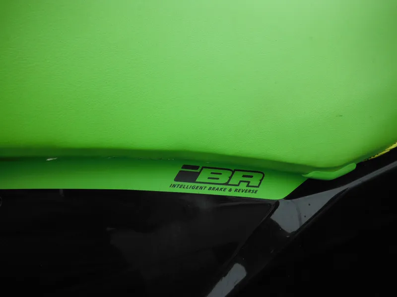 Slide: The Image of 2019 Sea-Doo GTI SE 155 with Intelligent Brake and Reverse system, green seat detail. - 15
