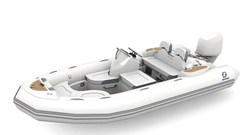 Slide: The Image of 2018 Zodiac Avon inflatable boat with seating and outboard motor. - 10