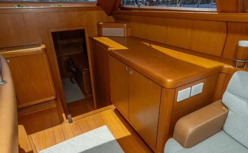 Slide: The Image of Luxurious wooden interior of 2003 Nautor Swan 100 Pilothouse yacht. - 32