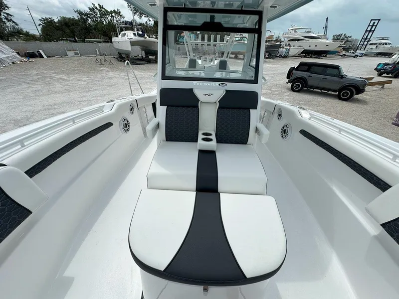 Slide: The Image of Interior view of 2025 Tidewater 320 CC Adventure boat with Garmin equipment. - 23