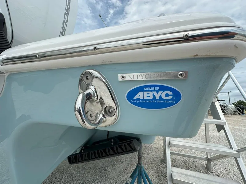 Slide: The Image of 2025 Tidewater 320 CC Adventure boat interior with sleek seating and modern design. - 36