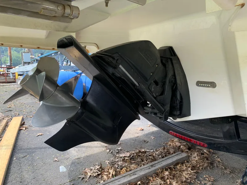 Slide: The Image of 2014 Regal 27 FasDeck boat propeller and stern drive detail. - 16