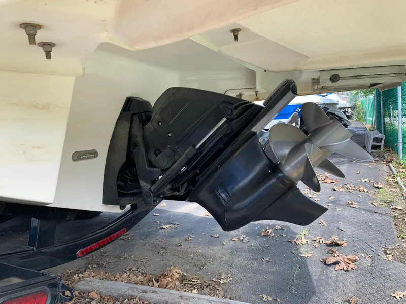 Slide: The Image of 2014 Regal 27 FasDeck boat propeller and stern drive detail. - 17