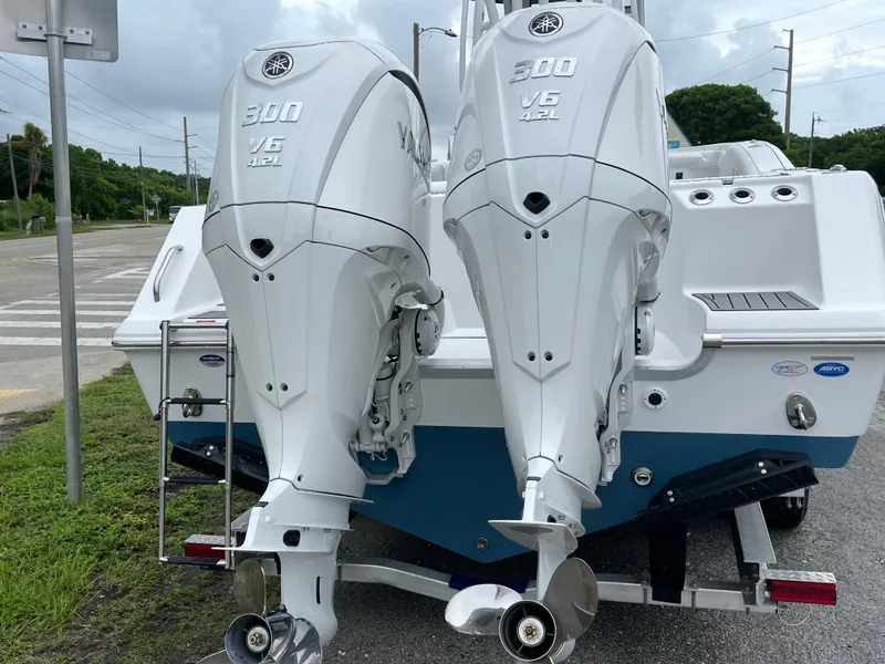 Slide: The Image of 2026 Tidewater 282 CC Adventure with dual Yamaha 300 V6 outboard engines. - 33