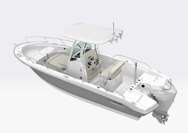 Slide: The Image of 2026 Boston Whaler 220 Dauntless boat with sleek design and modern features. - 13