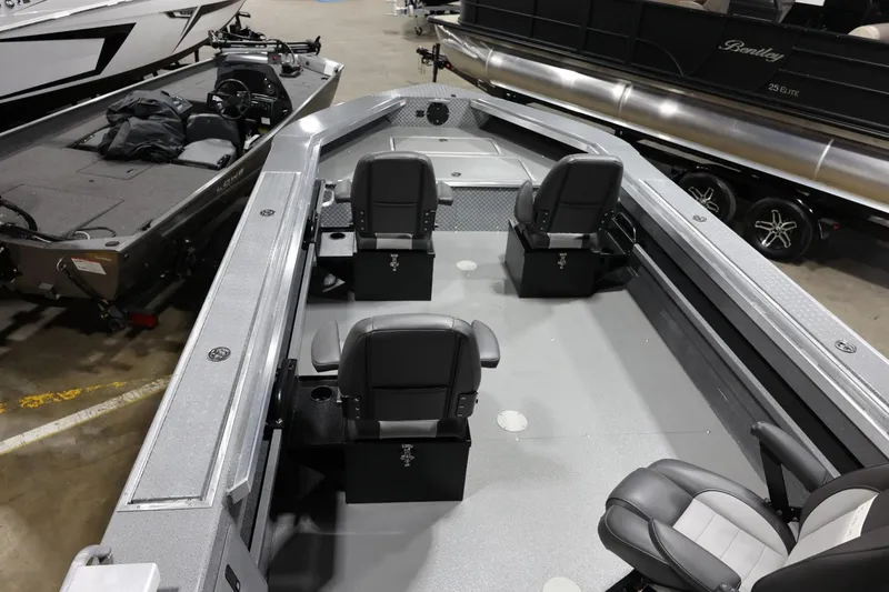 Slide: The Image of 2025 Thunder Jet 209 Rush OT boat interior with four seats, spacious layout, and sleek design. - 5