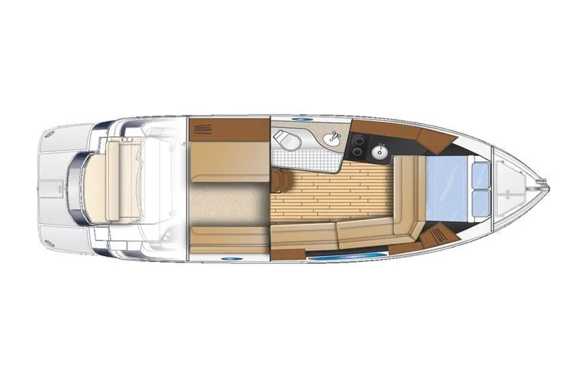 Slide: The Image of Top view layout of a 2019 Regal 35 Sport Coupe boat interior. - 120