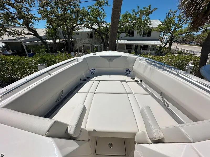 Slide: The Image of 2025 Sailfish 276 DC boat interior with spacious seating and modern design. - 16