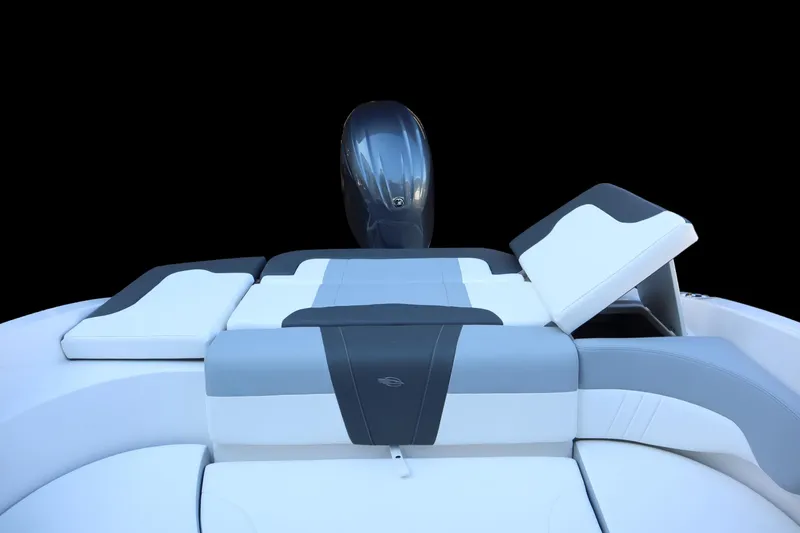 Slide: The Image of 2024 Chaparral 23 SSi OB boat interior with sleek seating and modern design. - 14