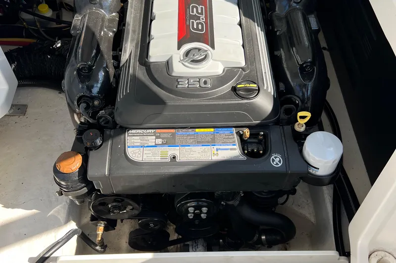 Slide: The Image of 2019 Monterey M6 engine compartment featuring a Mercury 6.2L 350 HP engine. - 11