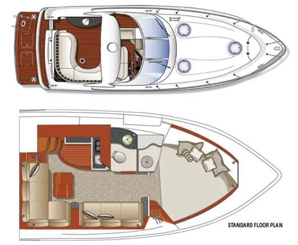 Slide: The Image of 2007 Four Winns 378 Vista yacht interior with wood cabinetry and modern kitchen amenities. - 4