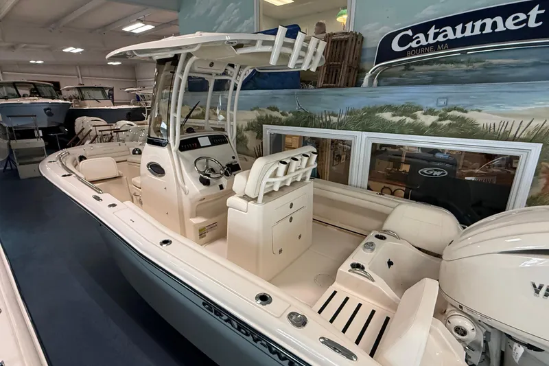 Slide: The Image of 2026 Grady-White Fisherman 216 boat displayed indoors at Cataumet, Bourne, MA. - 5