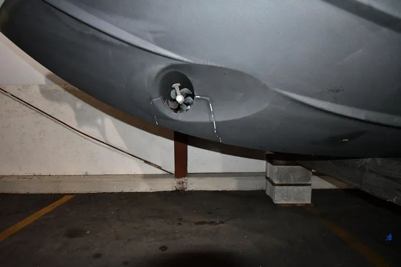 Slide: The Image of Close-up of 2023 Beneteau Flyer 9 SUNdeck hull in storage. - 11