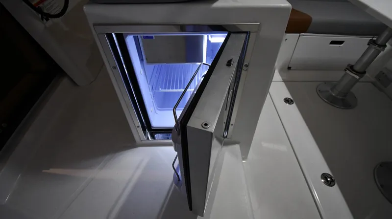 Slide: The Image of 2023 Beneteau Flyer 9 SUNdeck interior with open mini fridge. - 42