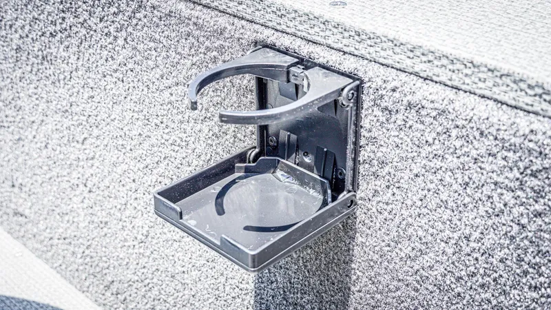 Slide: The Image of Foldable cup holder on 2025 G3 Angler V164 C boat interior. - 17
