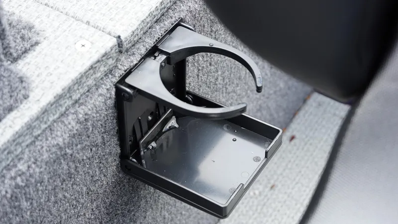 Slide: The Image of Foldable cup holder on 2025 G3 Angler V164 C boat interior. - 29