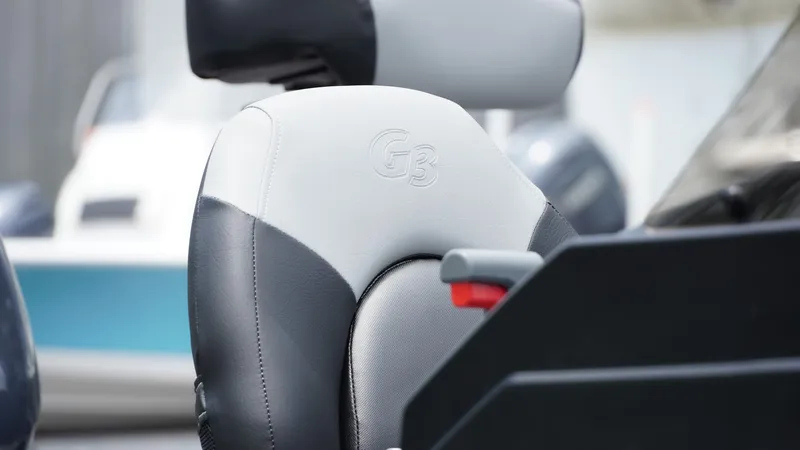Slide: The Image of 2025 G3 Angler V164 C boat seat with embossed logo, showcasing sleek design and comfort. - 38