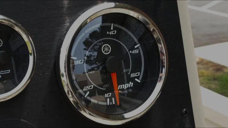 Slide: The Image of Close-up of a 2025 G3 Bay 19 GX speedometer, displaying speed in mph and km/h. - 10