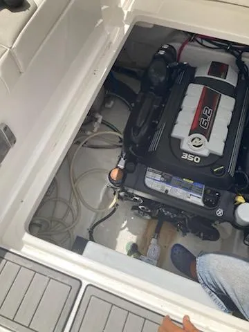 Slide: The Image of Engine compartment of a 2019 Monterey 295 Sport Yacht with a 6.2L engine. - 14