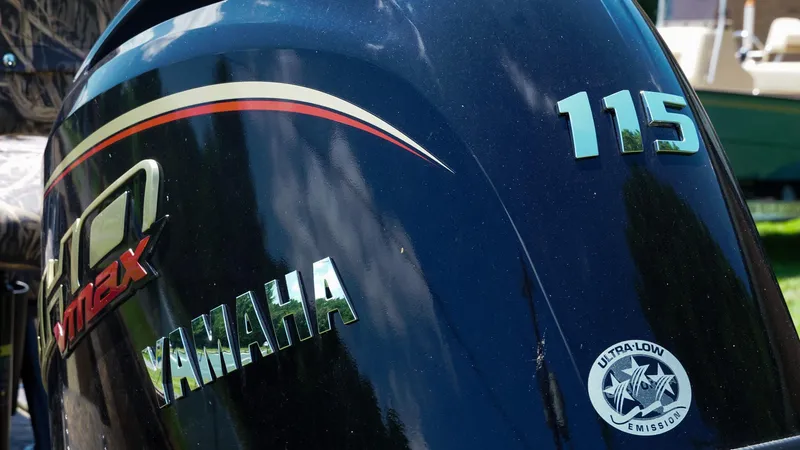 Slide: The Image of Yamaha 115 outboard motor on 2025 G3 Gator Tough 20 CC boat, ultra-low emission. - 21