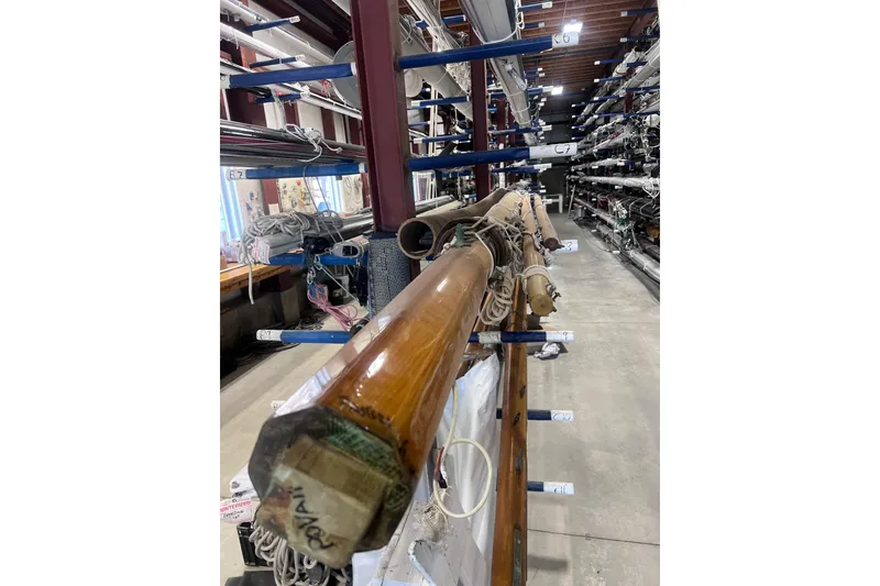 Slide: The Image of Storage area with wooden masts and rigging, Arey's Pond 16, 2007 model. - 22