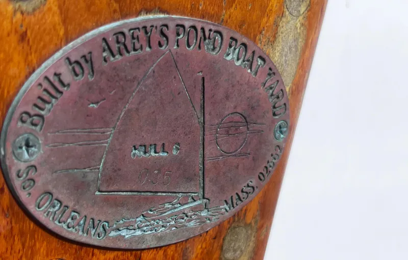 Slide: The Image of Plaque on Arey's Pond boat, model 16, built in 2007, South Orleans, Massachusetts. - 9