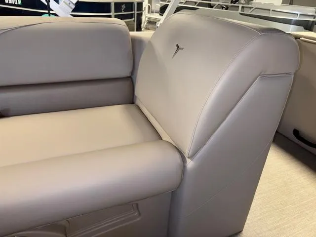 Slide: The Image of 2025 Tahoe Pontoon STX 1980 CR, luxurious beige seating detail. - 19