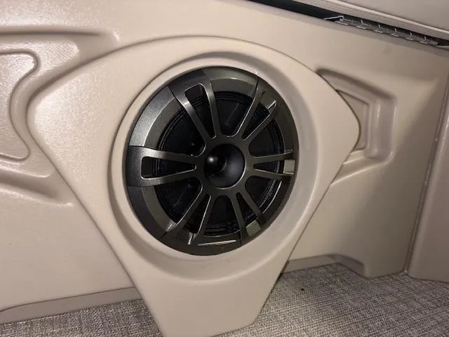 Slide: The Image of Speaker system in 2025 Tahoe Pontoon STX 1980 CR boat interior. - 20