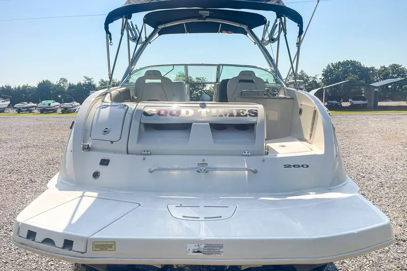 Slide: The Image of 2007 Sea Ray 260 Sundeck boat with "Good Times" text on the back. - 7