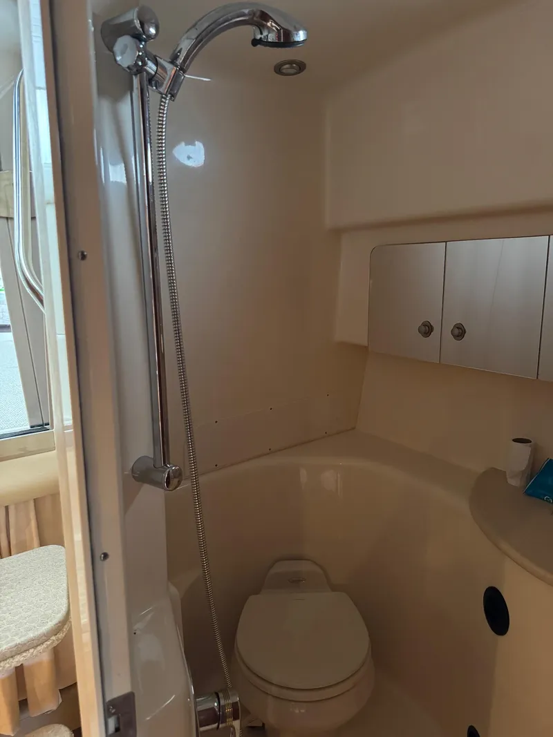 Slide: The Image of Bathroom interior of 2010 Sea Ray 360DA yacht with shower and toilet. - 19