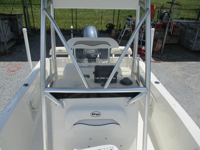 Slide: The Image of 2008 Key West 186 Sportsmen boat interior with steering console and equipment. - 8
