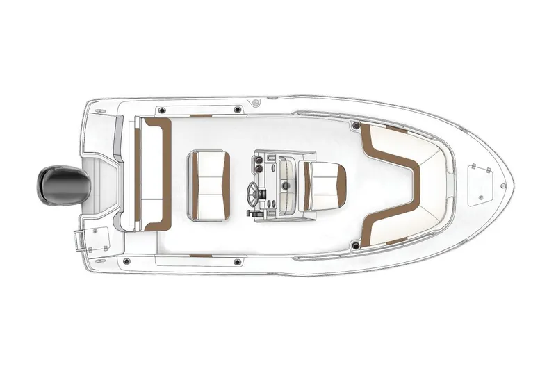 Slide: The Image of Manufacturer Provided Image: Top view of a 2019 Robalo R202 Explorer boat layout. - 2