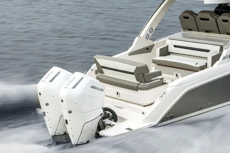 Slide: The Image of Luxury seating on 2026 Tiara Yachts 34 LS, featuring elegant white upholstery and modern design. - 6