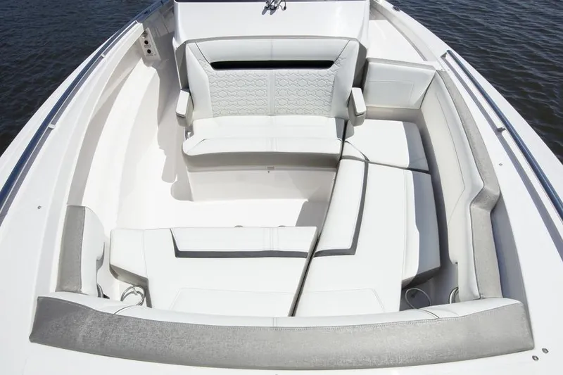 Slide: The Image of Helm of 2026 Tiara Yachts 34 LS with modern controls and navigation displays. - 9