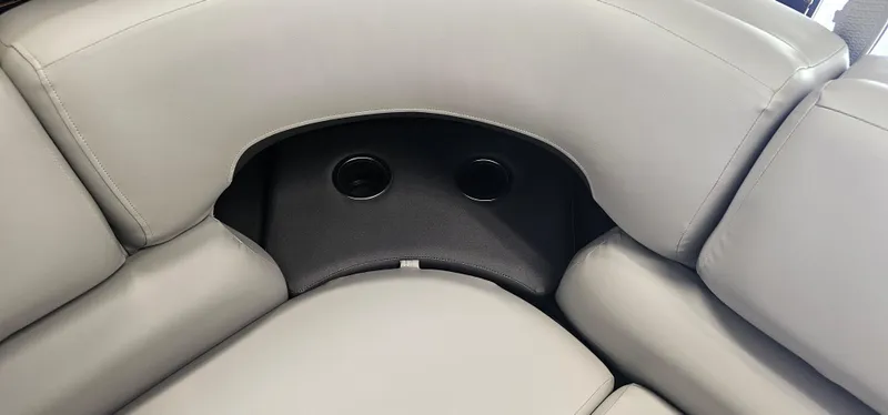 Slide: The Image of Luxurious seating with cup holders on 2026 Sun Tracker PB-20 boat. - 7