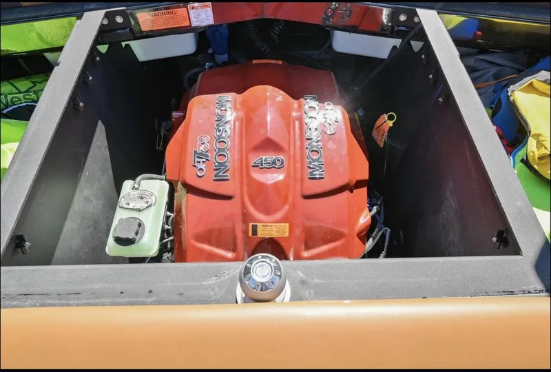 Slide: The Image of 2020 Malibu Wakesetter 23 LSV engine compartment with Monsoon 450 engine. - 15
