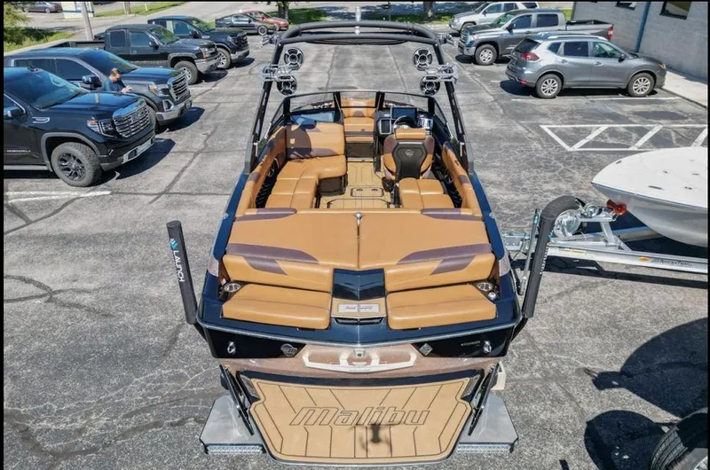 Slide: The Image of 2020 Malibu Wakesetter 23 LSV boat in parking lot, aerial view. - 6