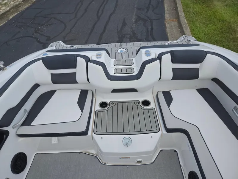 Slide: The Image of 2021 Yamaha Boats SX195 interior with sleek seating and modern design. - 23