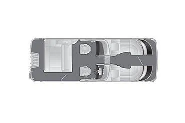 Slide: The Image of 2021 Bennington Q 23 Swingback pontoon boat docked by a serene lake. - 18