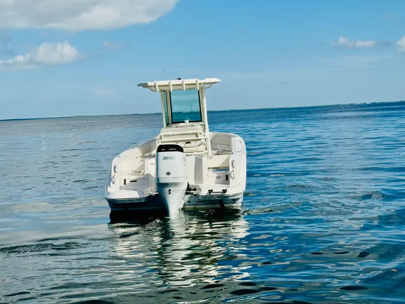 Slide: The Image of 2026 Sailfish 232 CC boat on calm ocean waters under a clear sky. - 4